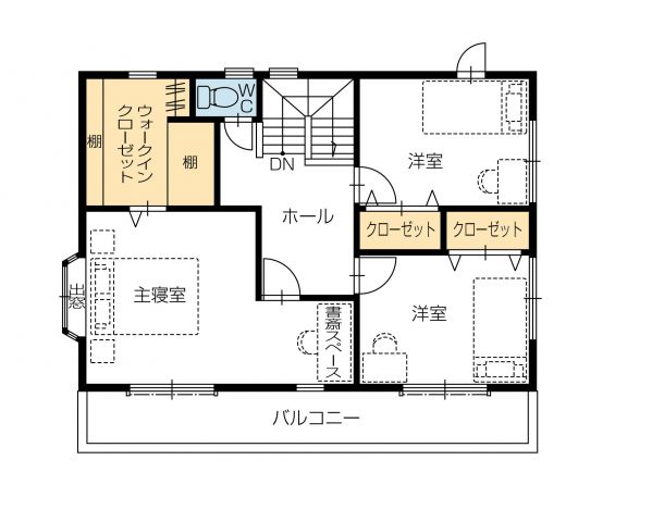 施工例19 平屋 純和風 高天井 見せ梁 最上階 公団 1階寝室の家など間取りをご紹介 福岡の分譲住宅 注文住宅なら山根木材の家